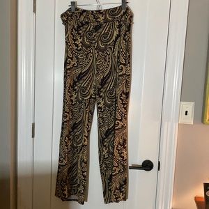 Pants plus size elastic waist 2XL Black & tan pattern